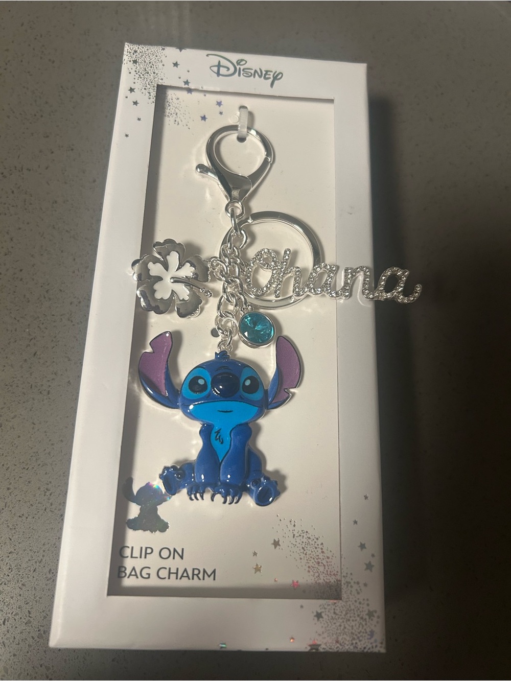 Disney Blue & Purple Stitch Ohana Clip-On Bag Charm